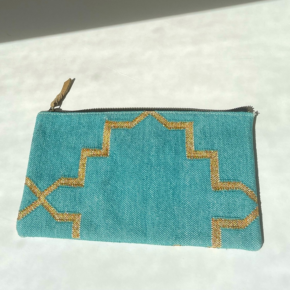 Light Blue and Metallic Gold Clutch by Shade